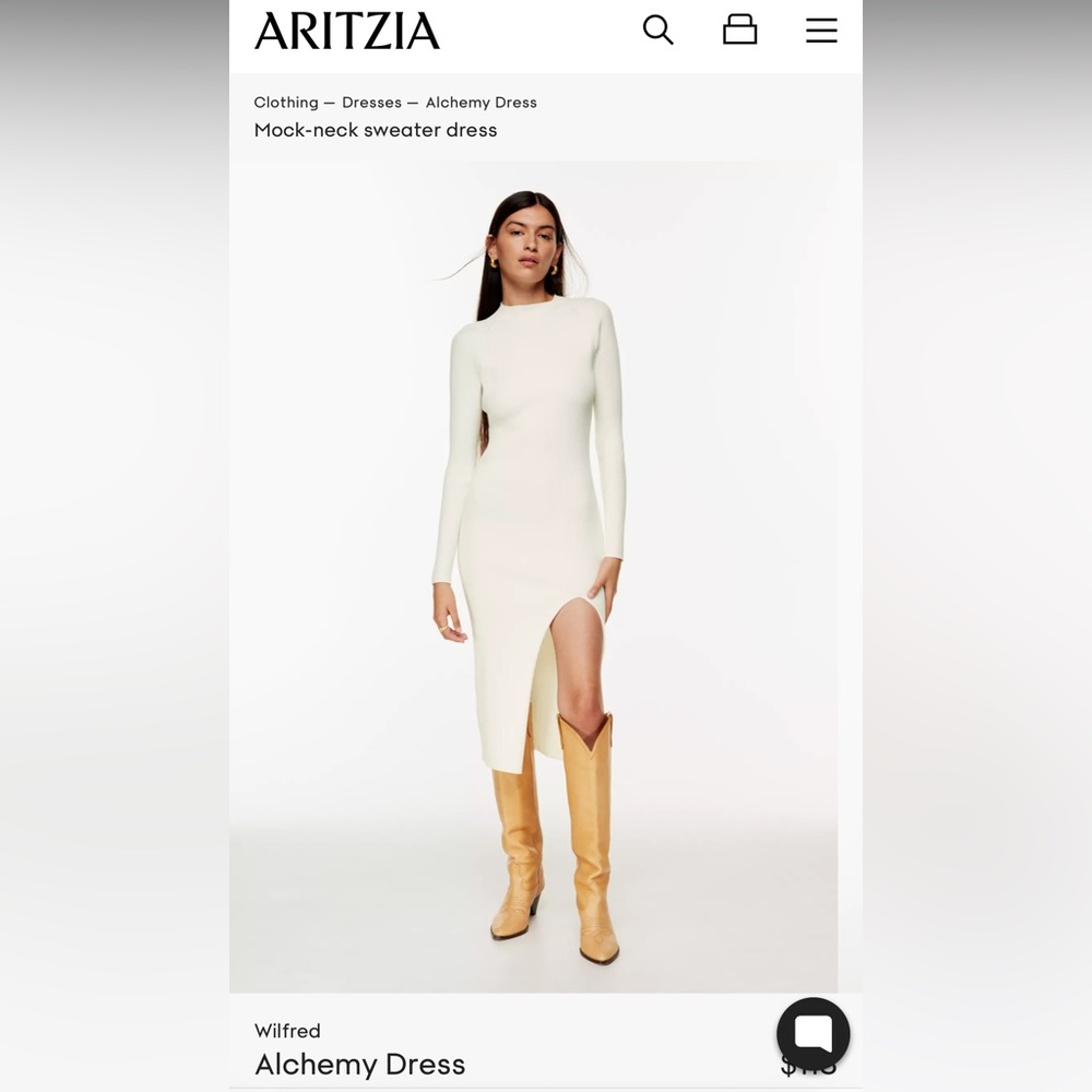 Aritzia Wilfred Alchemy Dress in light Burch. Worn once for bridal shower
